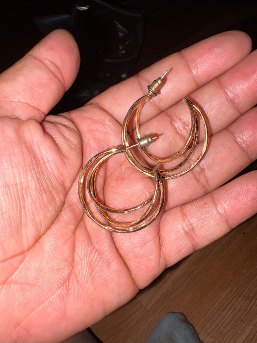 Gold-Tone Triple Hoop Women’s Earrings